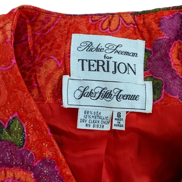 Vintage Rikki Freeman for Teri Jon Silk Metallic Floral Blazer - Picture 5 of 8